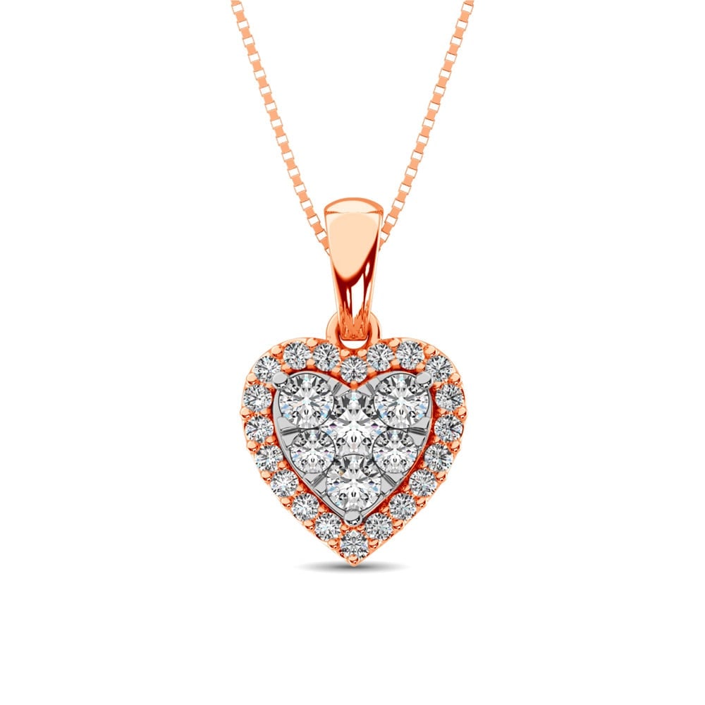 Diamond Fashion Pendant 1/2 Ct.tw Round Cut in 14K Rose Gold: Diamond Fashion Pendant 1/2 Ct.tw Round Cut in 14K Rose Gold 14k Rose Gold Stone Color: Gh Stone Clarity: I1 Unless otherwise specified, pendants that include a chain are paired with our standard 18-i