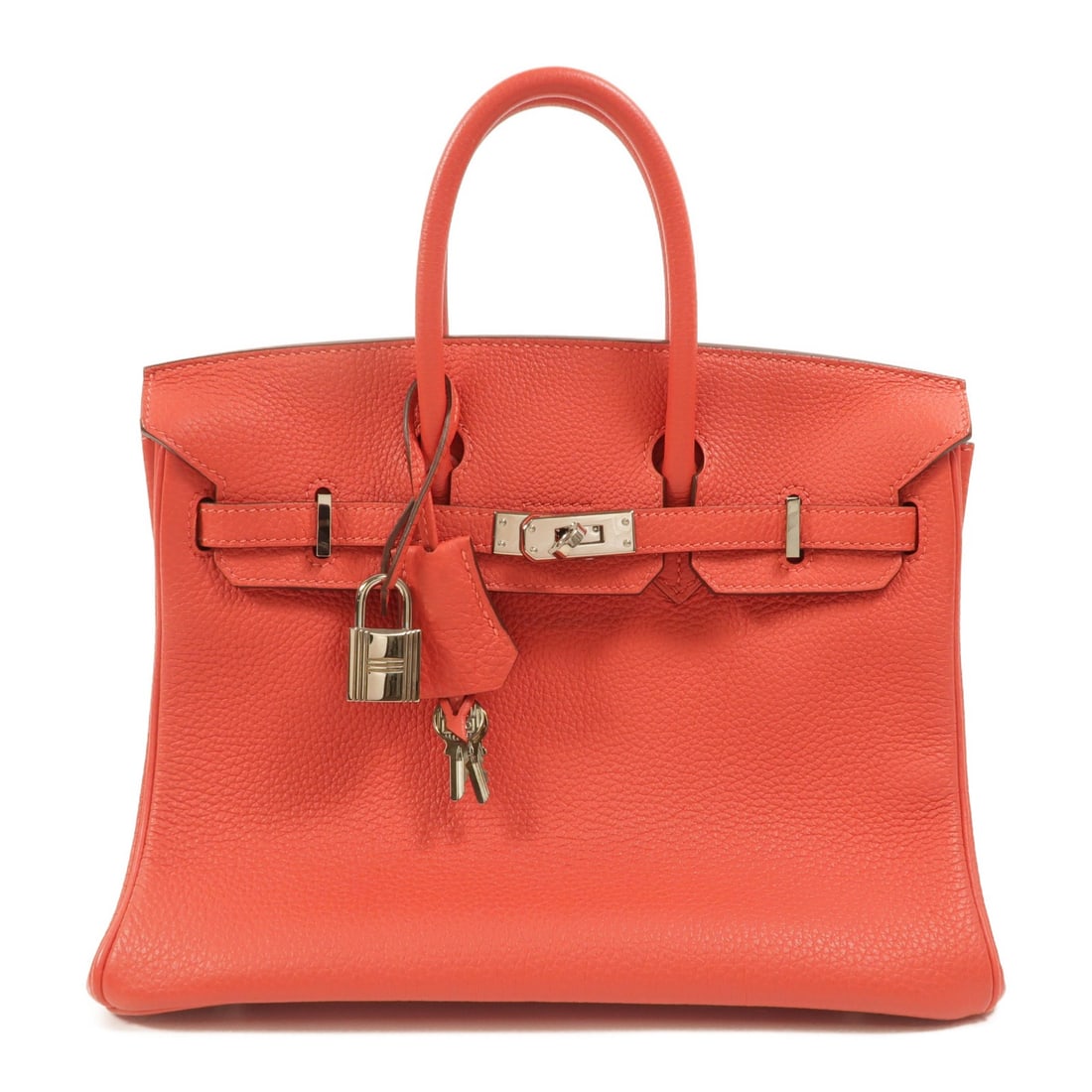 Hermes Birkin 25 Togo Leather Handbag Bougainvillea PHW: Hermes Birkin 25 Togo Leather Handbag Bougainvillea PHW Hermes Birkin 25 handbag in Bougainvillea color, made from Togo leather with calfskin (cowhide) accents. It features palladium hardware, a T sta
