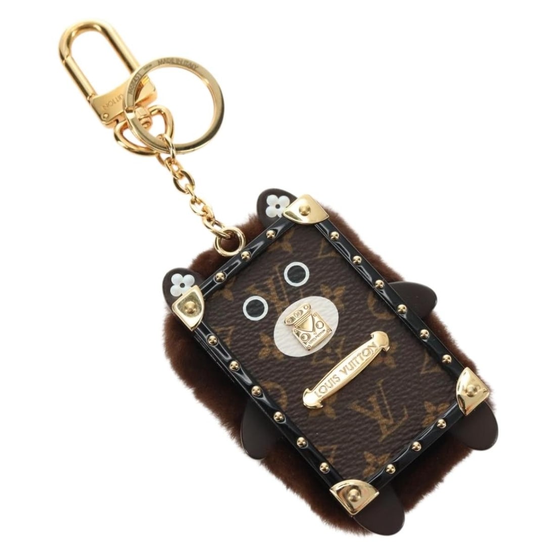 Louis Vuitton M68451 Monogram Canvas Key Holder with Dust Bag Box: Louis Vuitton M68451 Monogram Canvas Key Holder with Dust Bag Box Louis Vuitton Monogram Bijoux Sack Wild Fur Key Holder, style M68451, made in Italy. It is crafted from Monogram Canvas in the Monogra