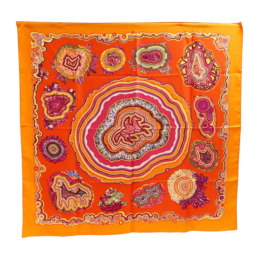 Hermes 90X90 Silk Scarf Orange Purple Pink Multicolor: Hermes 90X90 Silk Scarf Orange Purple Pink Multicolor Hermes silk scarf in orange, purple, pink, and multicolor. Designed for women in a regular size, it measures 90 cm x 90 cm and was manufactured in