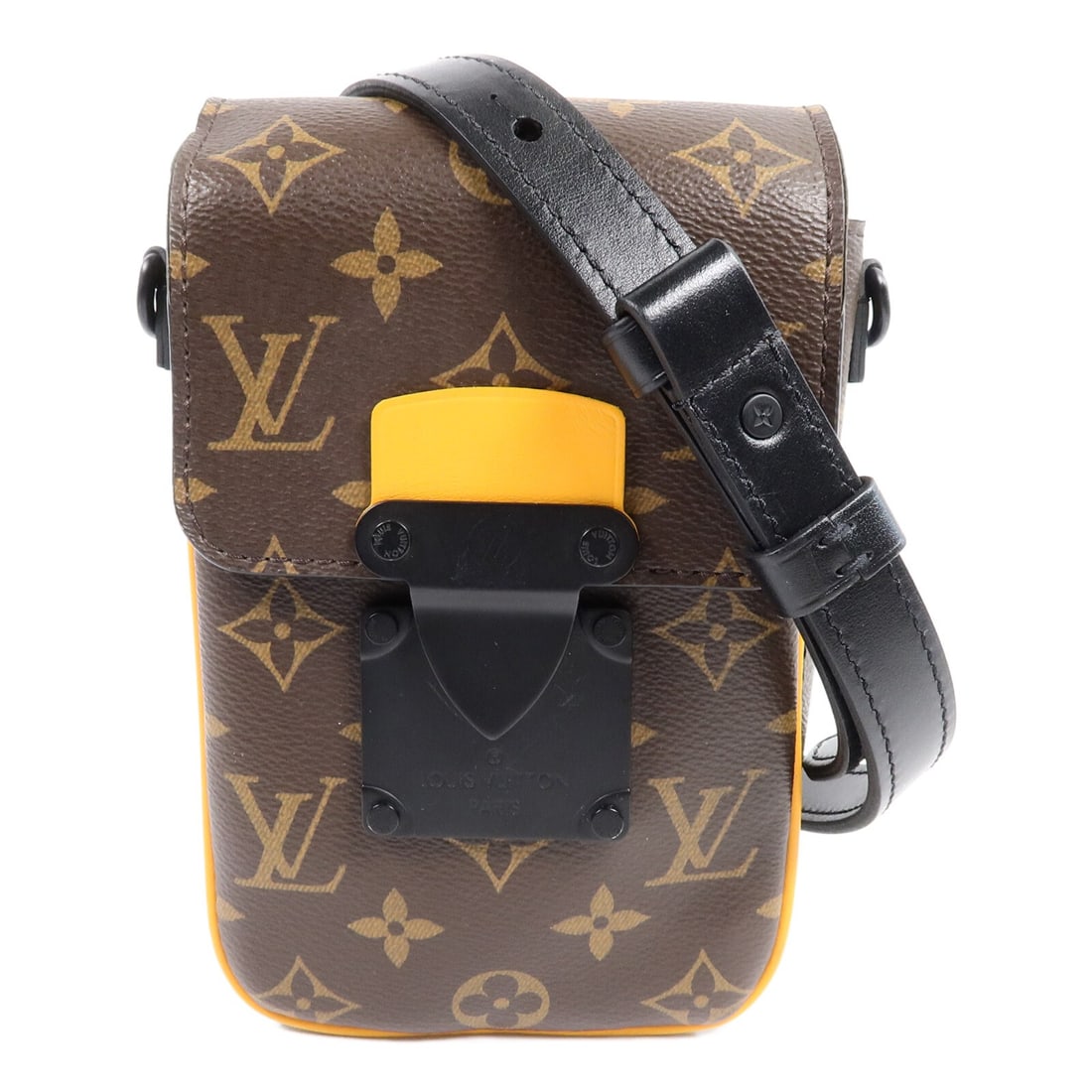 Louis Vuitton M82535 S Lock Monogram Wearable Wallet Crossbody Bag: Louis Vuitton M82535 S Lock Monogram Wearable Wallet Crossbody Bag Louis Vuitton S-Lock Vertical Wearable Wallet Shoulder Bag, model M82535, in brown with brown/orange accents. It is made from Monogra