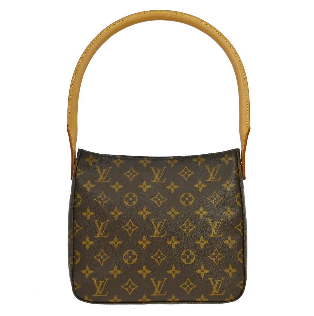 Louis Vuitton Mini Looping Monogram Canvas Top Handle Bag M51146: Louis Vuitton Mini Looping Monogram Canvas Top Handle Bag M51146 Vintage Louis Vuitton Looping MM handbag in brown Monogram Canvas and leather, made in France. It features a magnetic closure, gold-ton