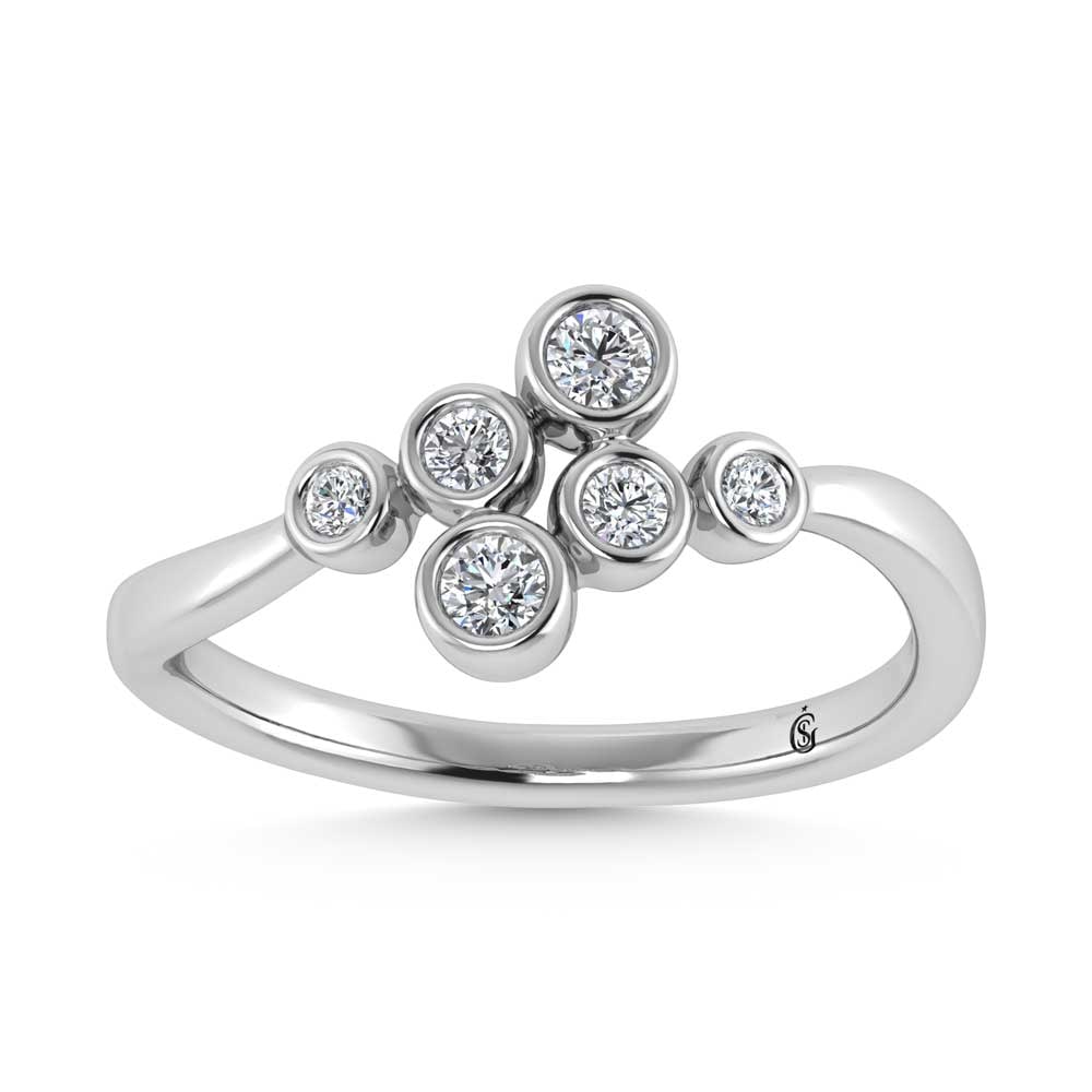 14K White Gold Diamond 1/5 Ct.Tw. Fashion Ring: 14K White Gold Diamond 1/5 Ct.Tw. Fashion Ring 14k White Gold Stone Color: G-h Stone Clarity: Si2 Each ring is presented in standard size 6.5. Complimentary resizing is available between sizes 510 (in