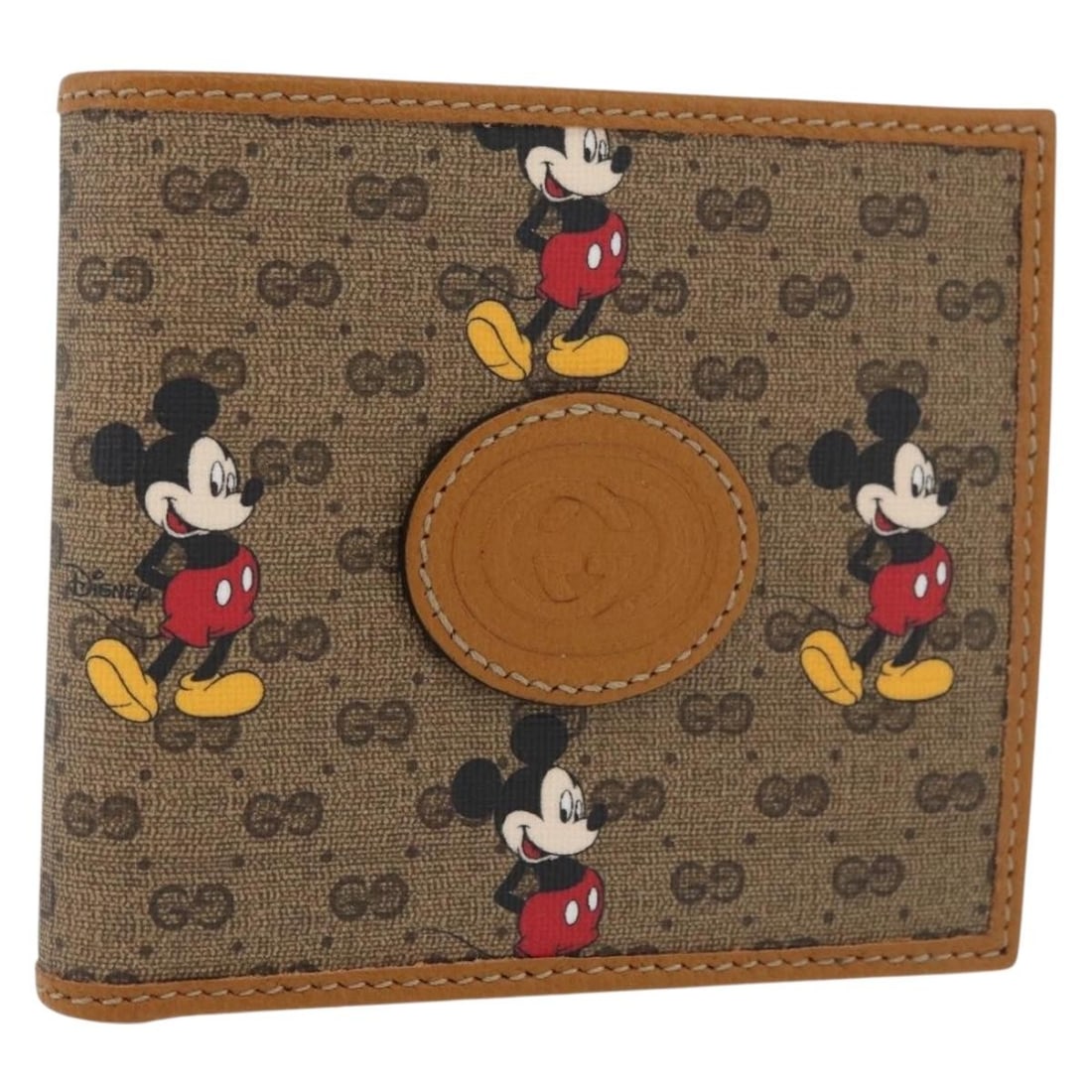 Gucci x Disney Micro GG Supreme Beige PVC Leather Bifold Wallet 602549: Gucci x Disney Micro GG Supreme Beige PVC Leather Bifold Wallet 602549 This Gucci bifold wallet is crafted in beige PVC leather and Micro Small GG canvas. It measures approximately W11 cm x H10 cm x D