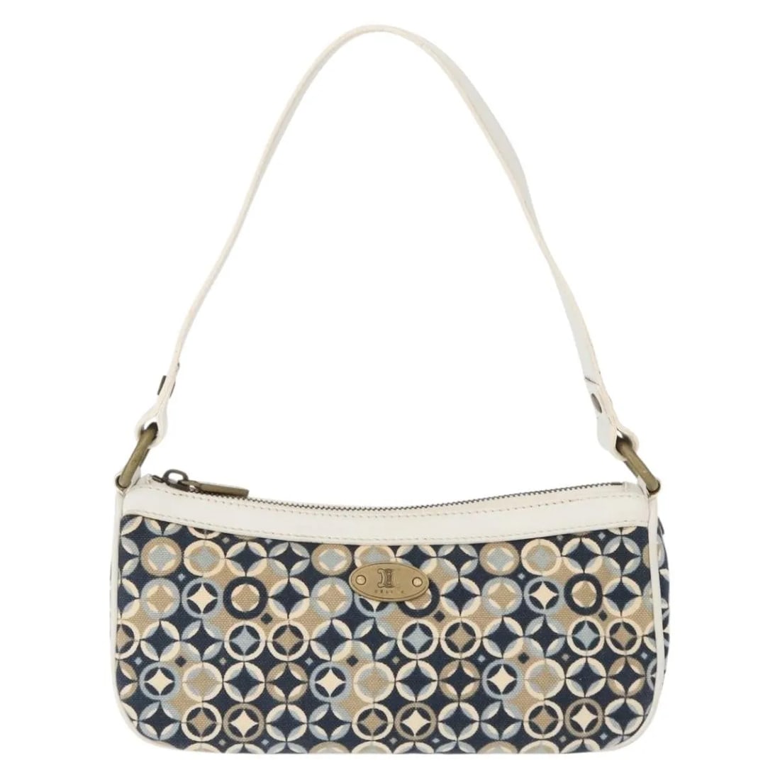 Celine Vintage Pochette Navy Canvas Shoulder Bag Italy: Celine Vintage Pochette Navy Canvas Shoulder Bag Italy This Celine Vintage Pochette shoulder bag is crafted from navy canvas and designed for women. It features a compact silhouette, measuring 23cm by