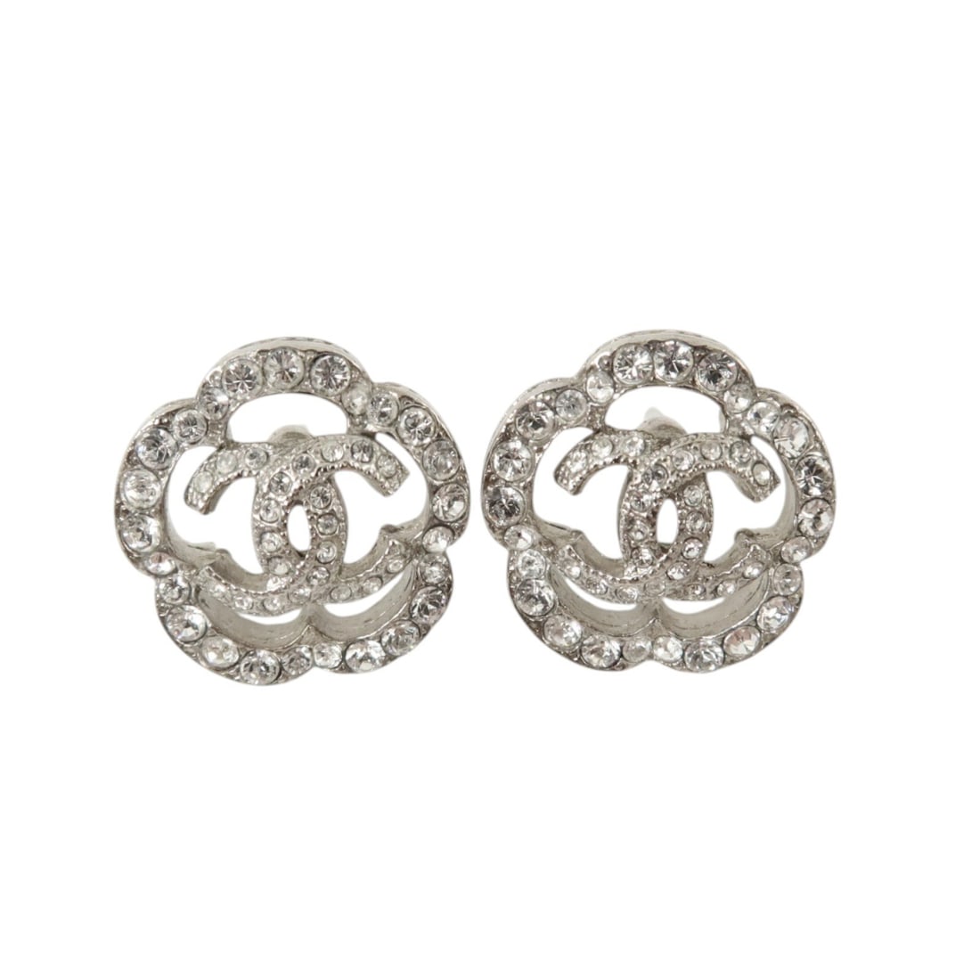 CHANEL D20P CC Metal Earrings in Silver with Box (1 of 9)