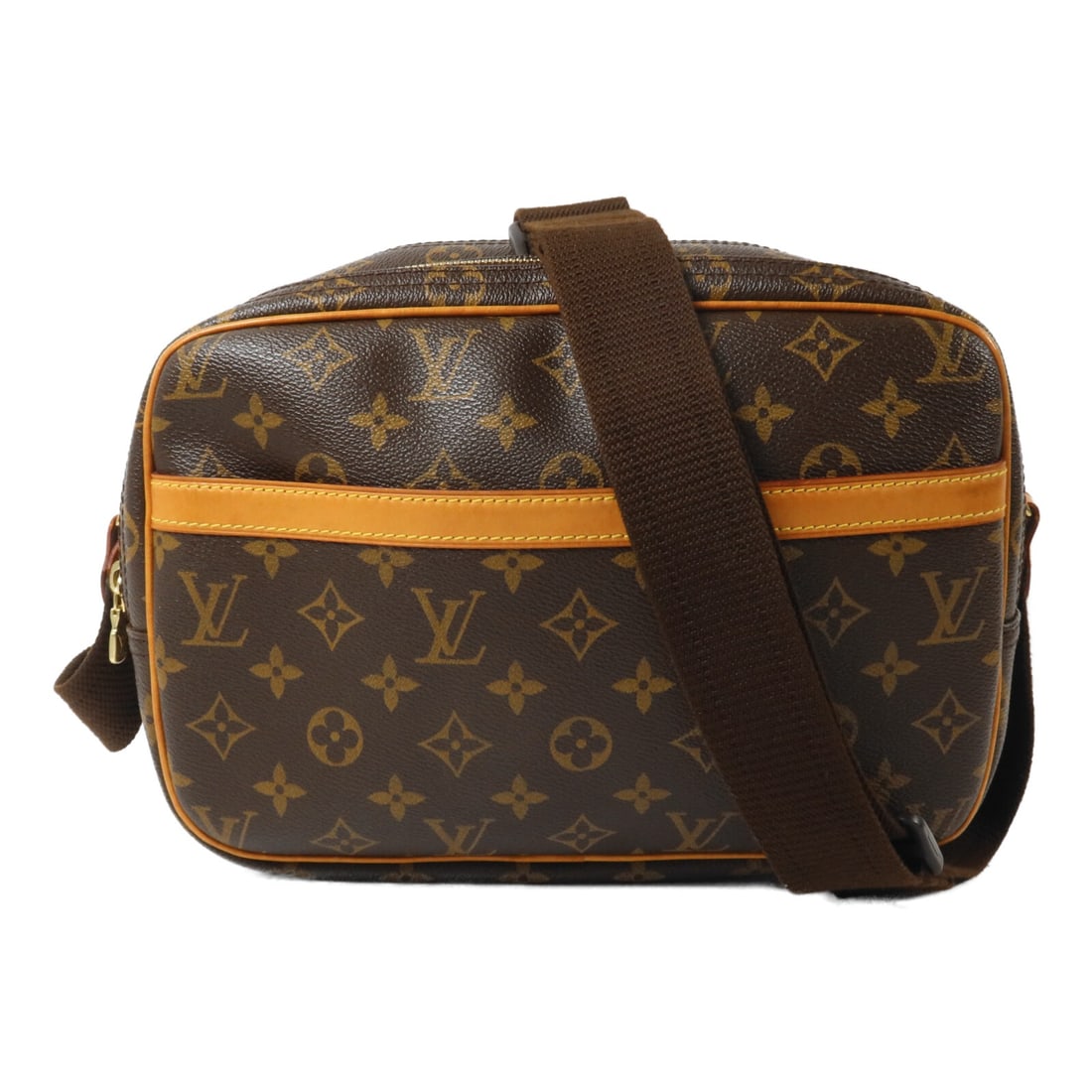 Louis Vuitton Reporter PM Monogram Shoulder Bag M45254 Brown: Louis Vuitton Reporter PM Monogram Shoulder Bag M45254 Brown Louis Vuitton Reporter PM shoulder bag in brown Monogram x PVC coated canvas. It features a shoulder strap with an adjustable drop and incl