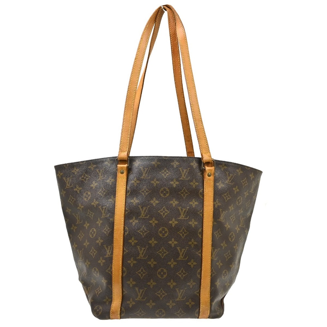 Louis Vuitton Sac Shopping Monogram Shoulder Tote M51108: Louis Vuitton Sac Shopping Monogram Shoulder Tote M51108 Vintage Louis Vuitton Sac Shopping shoulder tote bag in Monogram canvas with leather trim and double handles. This open-top large bag features 