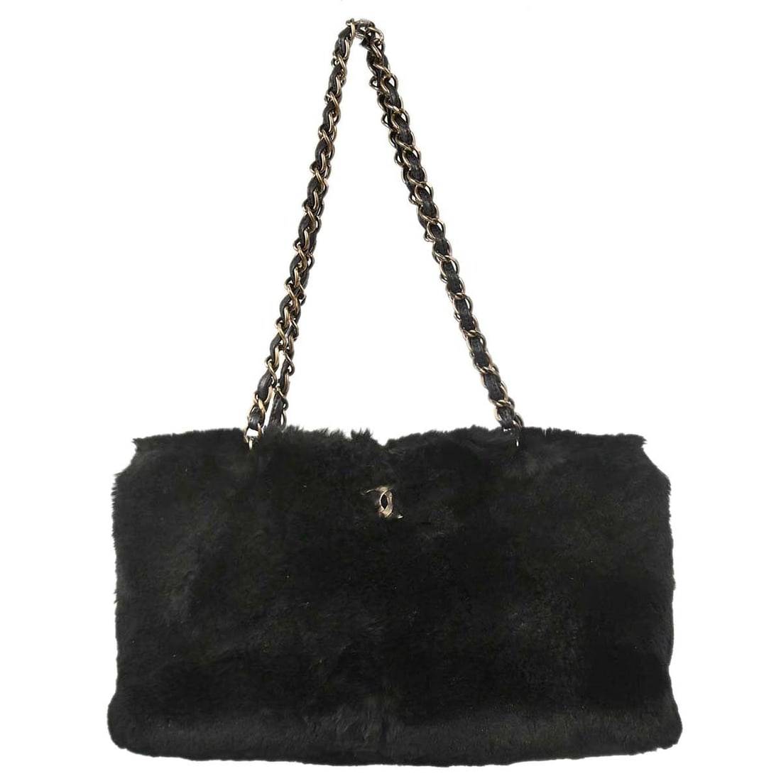 CHANEL Tote Handbag Black Lapin Fur Medium Bag: CHANEL Tote Handbag Black Lapin Fur Medium Bag Chanel black tote handbag with a lapin fur exterior and leather detailing. Designed in a medium size with a casual silhouette, this women's bag features 