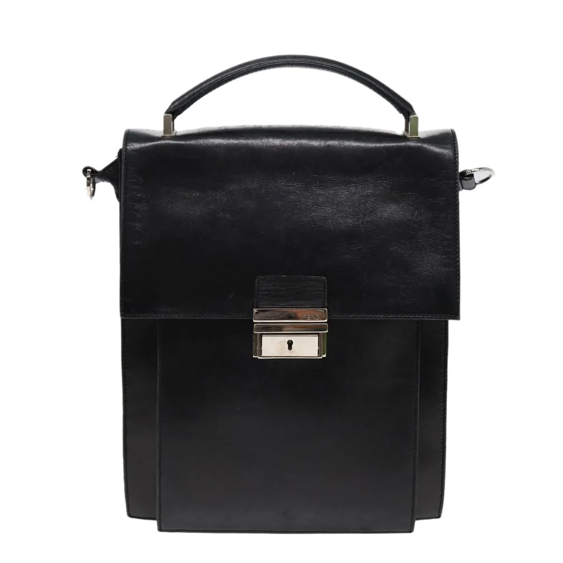 Fendi Vintage black leather handbag 23cm x 27cm x 2cm: Fendi Vintage black leather handbag 23cm x 27cm x 2cm Vintage Fendi leather item in black, made in Italy. It is described as a female model with good vintage condition and honest wear. Reported condit