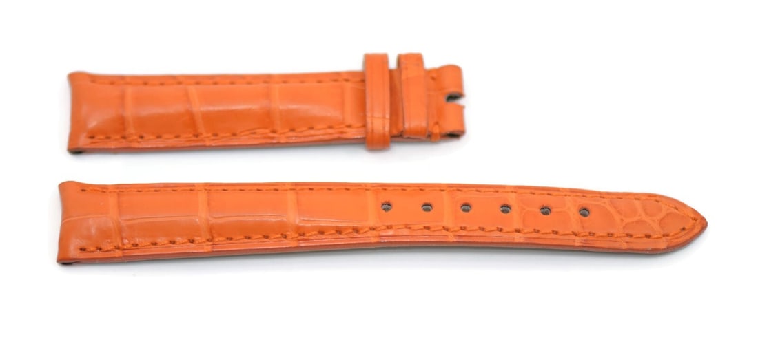 Authentic Jean Richard Orange Leather Strap 14mm Wristwatch Band (1 of 2)
