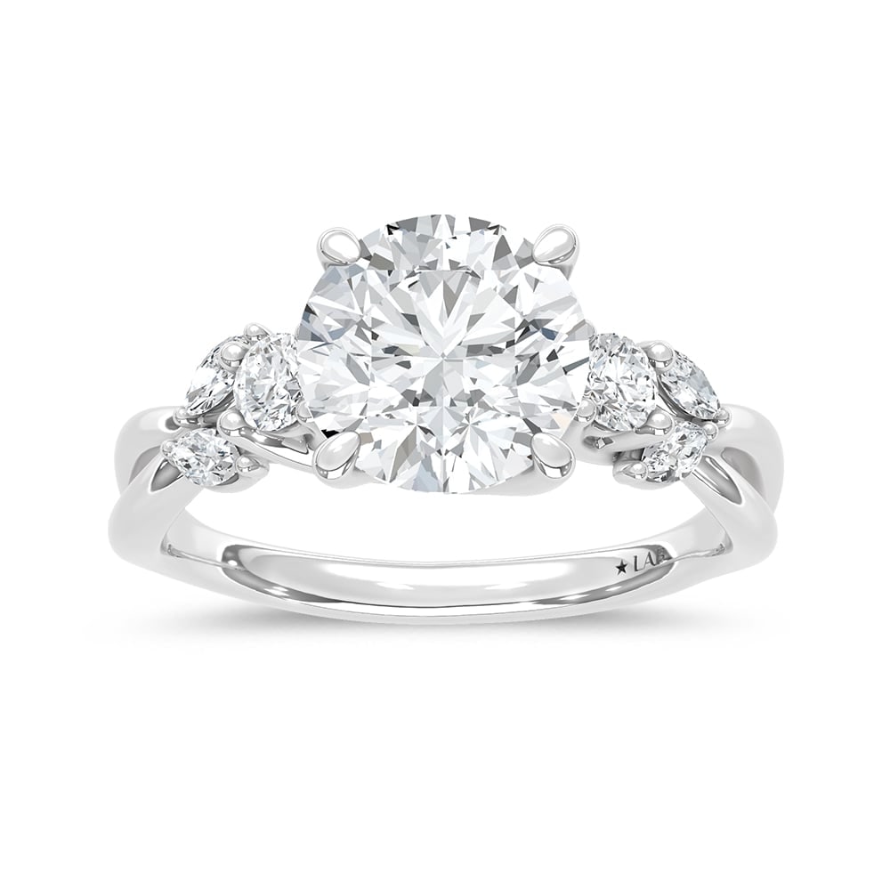 14K White Gold Lab Grown Diamond 2 1/3 Ct.Tw. Round Shape Engagement Ring (Center 2 ct): 14K White Gold Lab Grown Diamond 2 1/3 Ct.Tw. Round Shape Engagement Ring (Center 2 ct) 14k White Gold Stone Color: D-f Stone Clarity: Vs Each ring is presented in standard size 6.5. Complimentary res