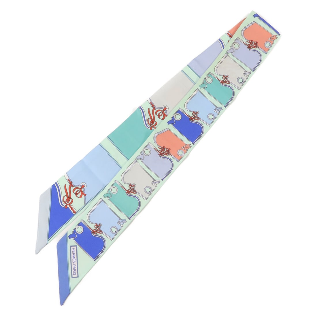 Hermes Twilly Silk Scarf Multicolor Blue: Hermes Twilly Silk Scarf Multicolor Blue Hermes Twilly scarf in multicolor and blue silk. The item is identified as model Twilly and is described as having reasonable wear and tear. Specifications Bra