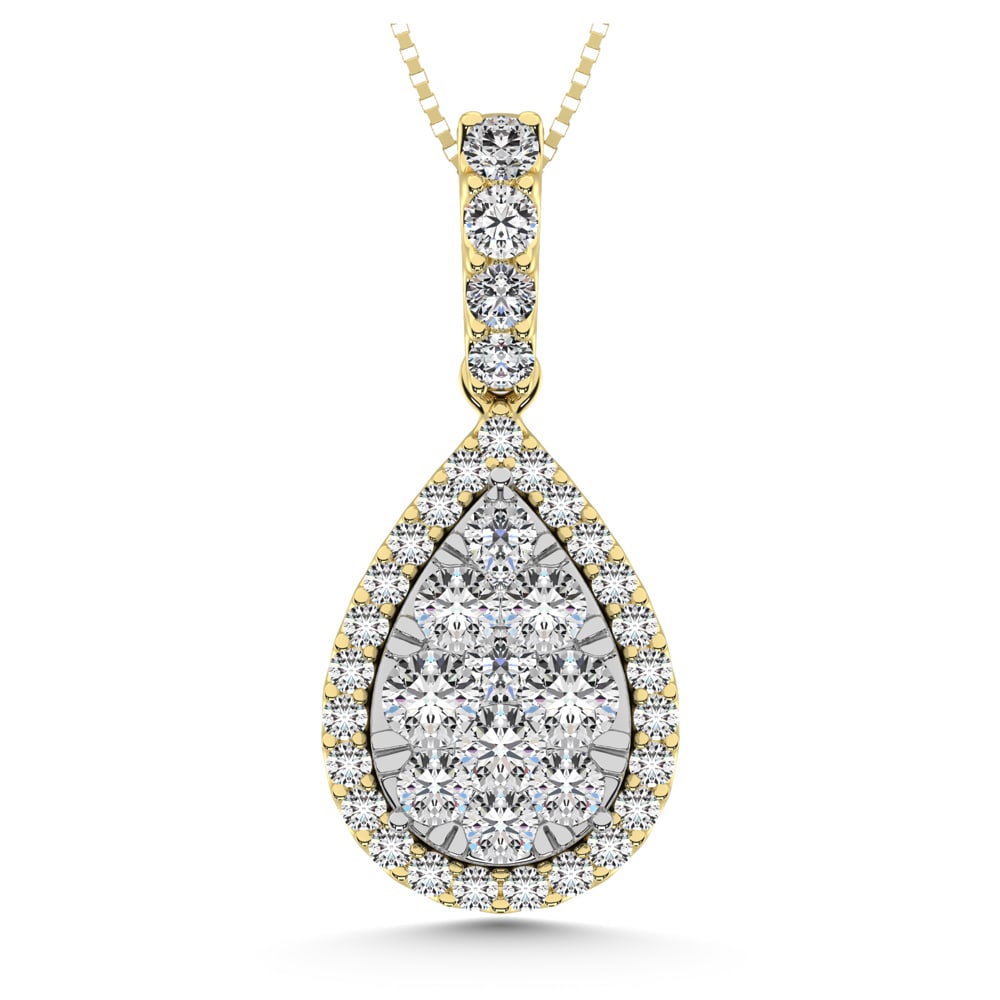 Diamond 5/8 Ct.Tw. Fashion Pendant in 14K Yellow Gold: Diamond 5/8 Ct.Tw. Fashion Pendant in 14K Yellow Gold 14k Yellow Gold Stone Color: G-h Stone Clarity: Si2 Unless otherwise specified, pendants that include a chain are paired with our standard 18-inch