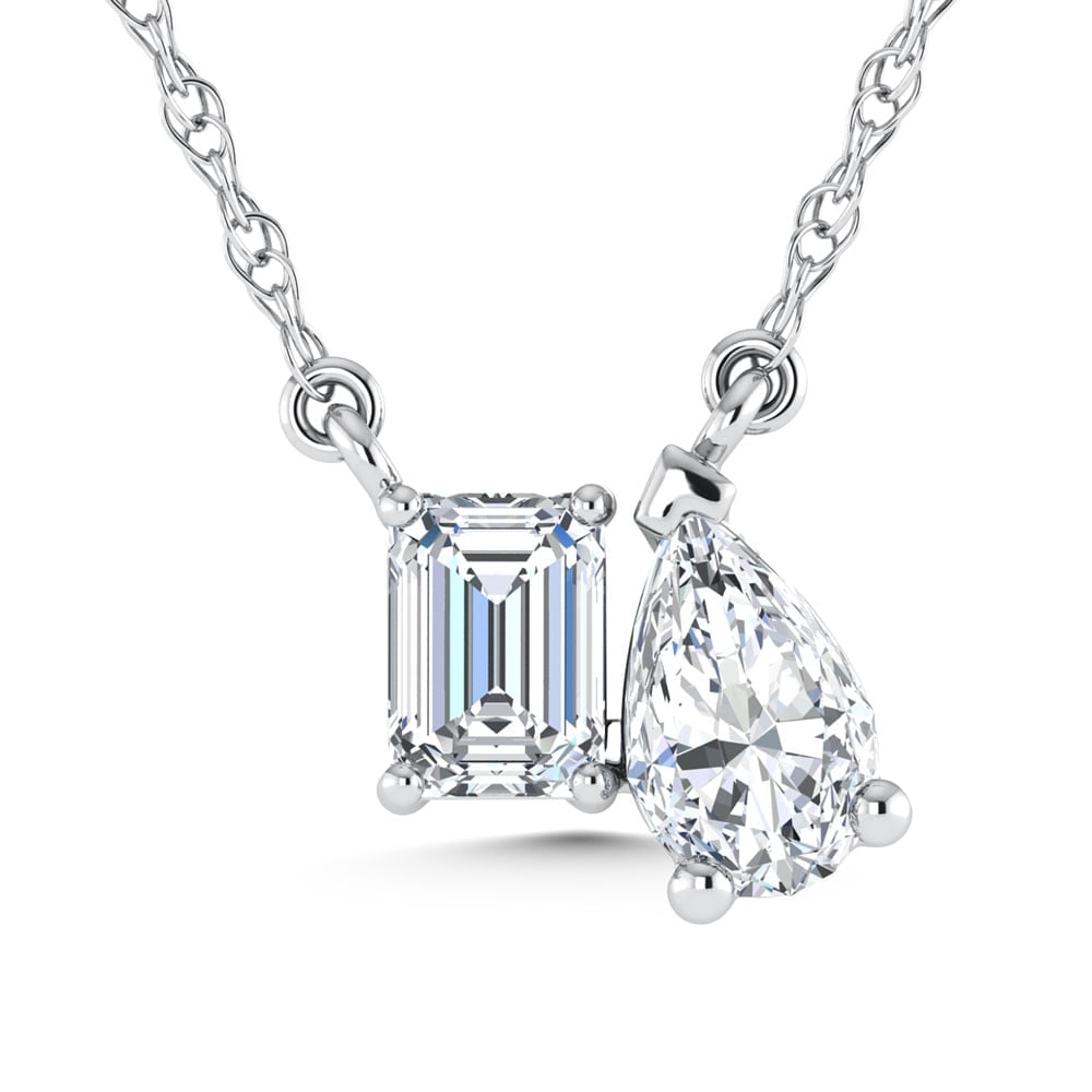 14K White Gold Lab Grown Diamond 1 Ct.Tw. Fashion Necklace: 14K White Gold Lab Grown Diamond 1 Ct.Tw. Fashion Necklace This elegant fashion necklace features 1 CT TW of lab-grown diamonds set in 14K white gold. A timeless accessory offering understated brillia