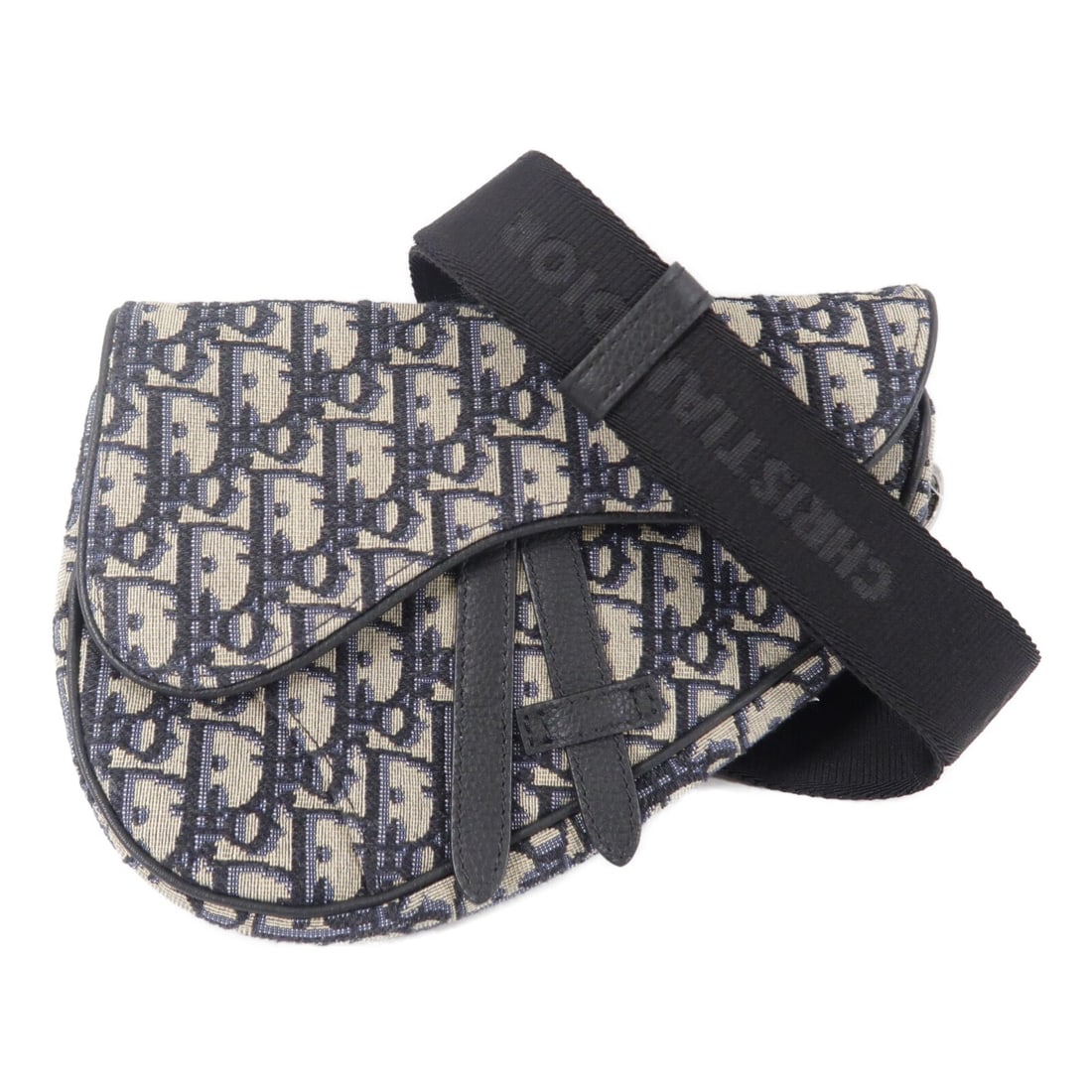 Dior Mini Saddle Shoulder Bag Navy Oblique Canvas CD SHW: Dior Mini Saddle Shoulder Bag Navy Oblique Canvas CD SHW A Christian Dior Mini Saddle shoulder bag in navy Oblique canvas. It features a shoulder strap, a magnetic pocket, and one inside zip pocket. T