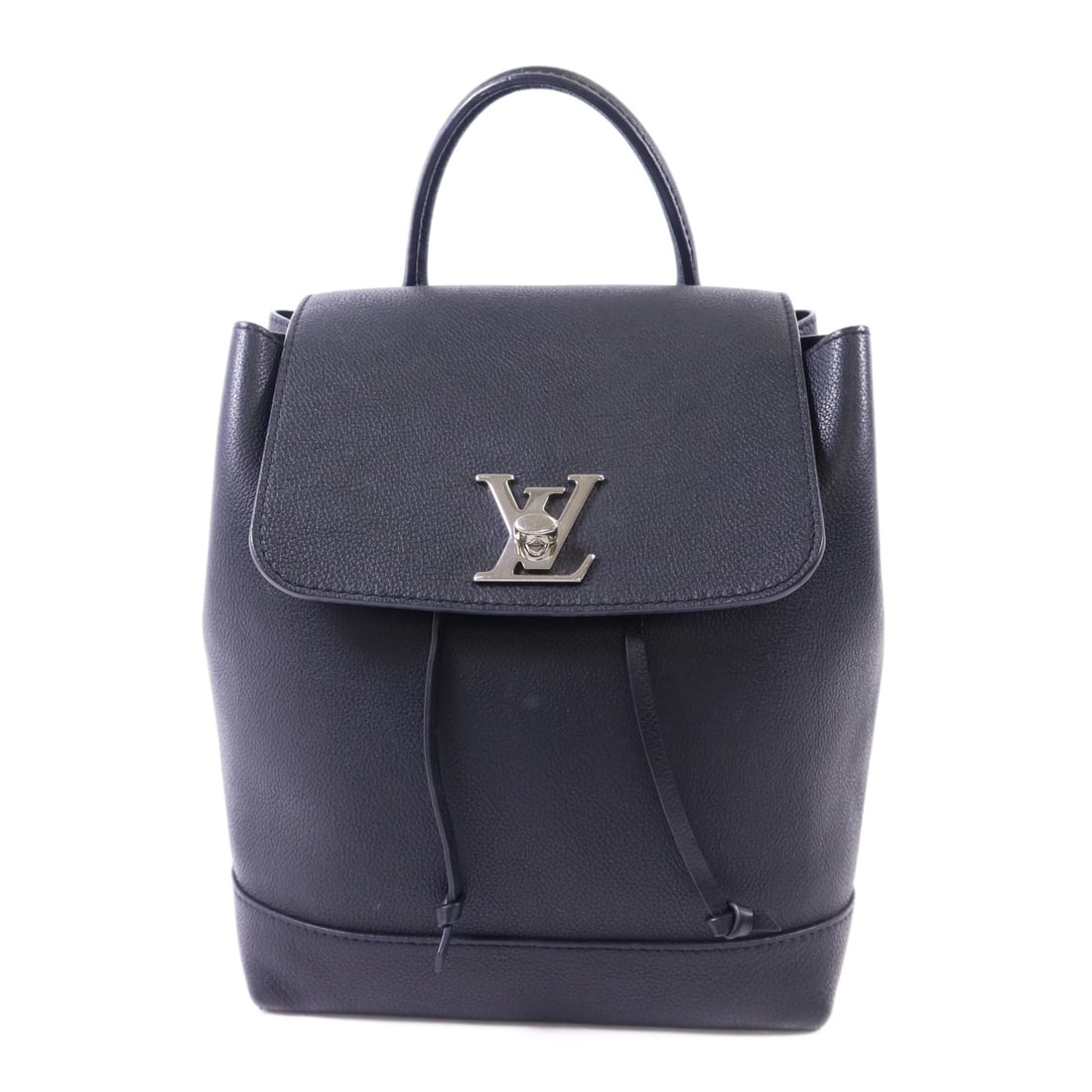 Louis Vuitton Lock Me Calfskin Backpack M41815 Black: Louis Vuitton Lock Me Calfskin Backpack M41815 Black A Louis Vuitton Lock Me backpack rucksack in black calfskin (cowhide) with a turn lock closure. It is a women's regular-size bag made in France and