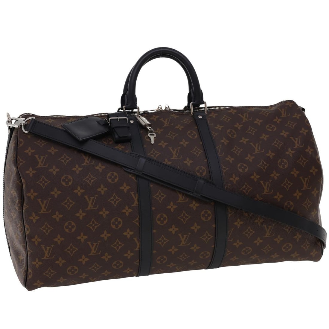Louis Vuitton M56714 Keepall 55 Bandouliere Monogram Macassar Boston Bag: Louis Vuitton M56714 Keepall 55 Bandouliere Monogram Macassar Boston Bag Louis Vuitton Keepall Bandouliere 55 in Monogram Macassar, presented as a Boston bag in Monogram Canvas. Made in France, this b