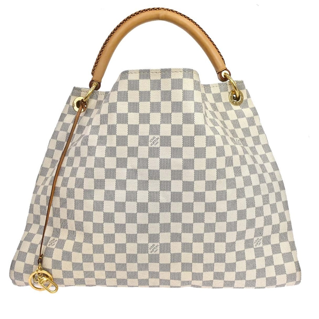Louis Vuitton Artsy MM Damier Azur Top Handle Bag N41174: Louis Vuitton Artsy MM Damier Azur Top Handle Bag N41174 Louis Vuitton Damier Azur Artsy MM handbag in a top handle style, featuring the Damier pattern and a white exterior. It is made from Damier Azu