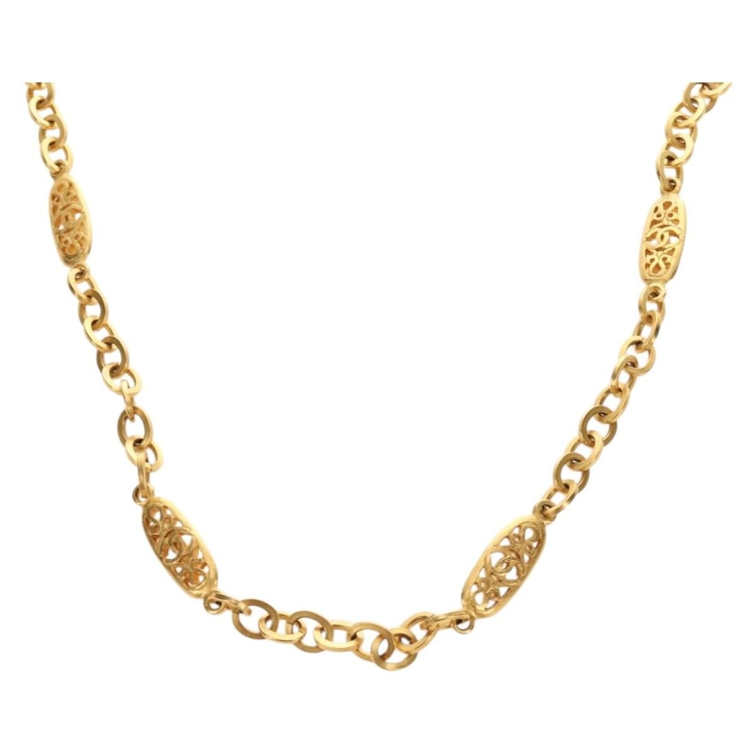 CHANEL CC Gold Tone Metal Necklace France 97cm (1 of 18)