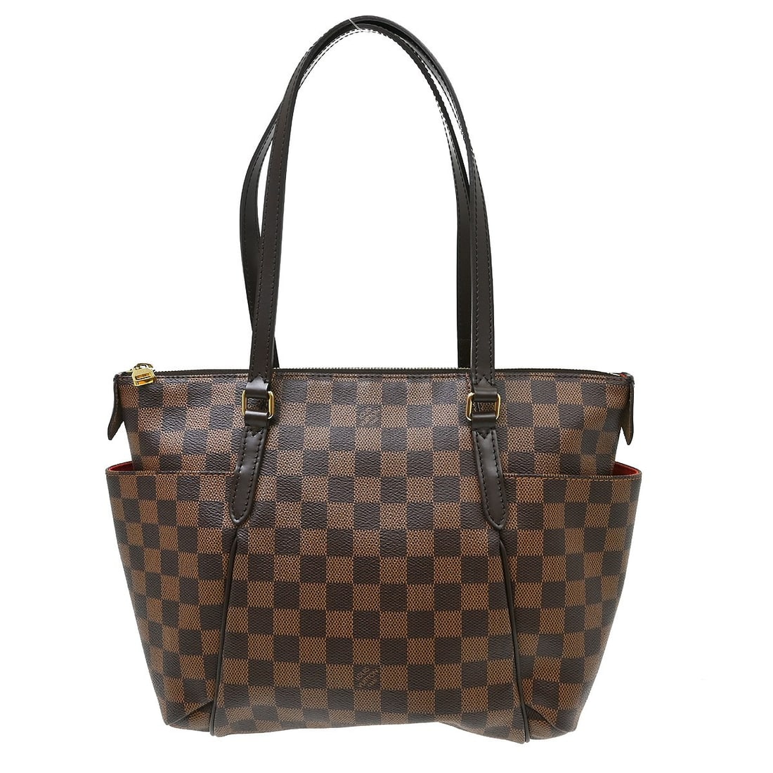 Louis Vuitton Totally PM Damier Ebene Tote Bag N41282: Louis Vuitton Totally PM Damier Ebene Tote Bag N41282 Louis Vuitton Damier Totally PM Tote Handbag in Ebene brown Damier canvas and leather. This medium tote features a zip closure, double handles, lo