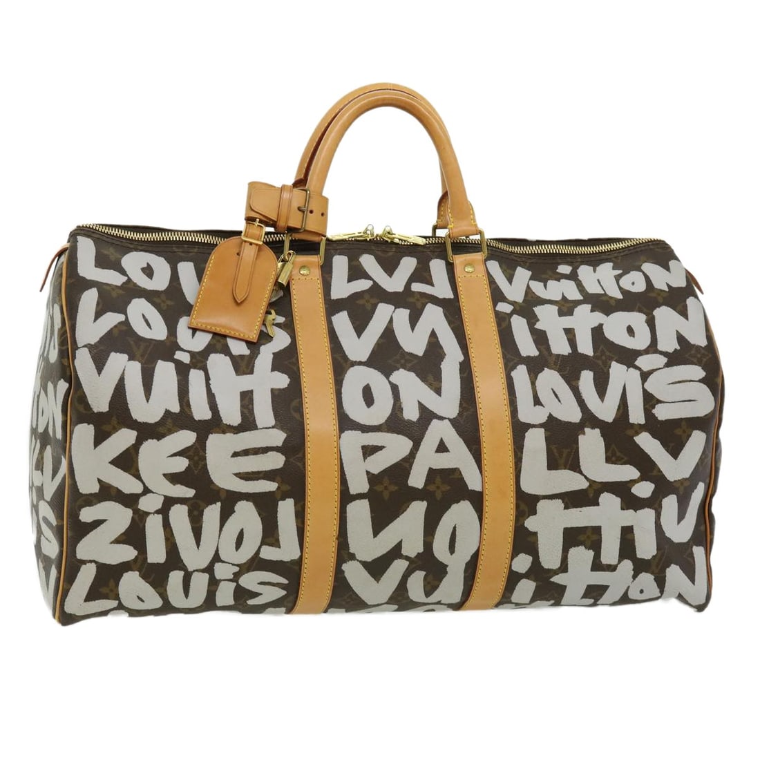 Louis Vuitton M92197 Keepall 50 Boston Bag Monogram Graffiti White: Louis Vuitton M92197 Keepall 50 Boston Bag Monogram Graffiti White Louis Vuitton Monogram Graffiti Keepall 50 Boston Bag in Monogram/White Monogram Canvas. This Boston bag is made in France and comes 