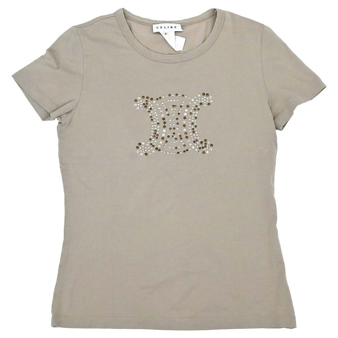 CELINE Beige Cotton Blend Womens T Shirt Size S Portugal: CELINE Beige Cotton Blend Womens T Shirt Size S Portugal Vintage Celine short sleeve T-shirt top in beige with a round neckline and regular fit. Made in Portugal, this women's basic style is crafted f