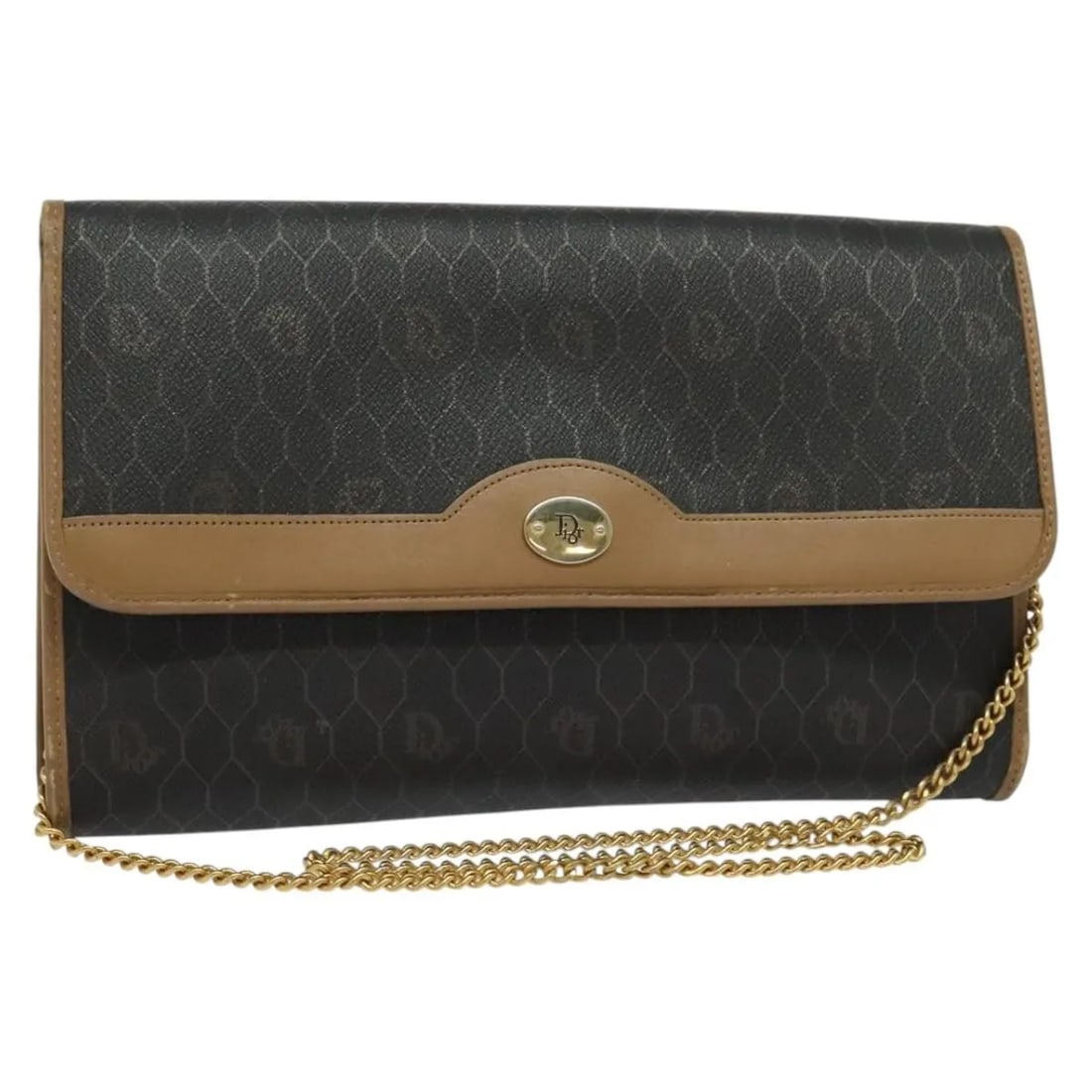 Christian Dior Vintage Honeycomb Chain Shoulder Bag Black Canvas: Christian Dior Vintage Honeycomb Chain Shoulder Bag Black Canvas Vintage Christian Dior Honeycomb chain bag in black canvas. This women's bag is made in France and remains in good overall condition, s