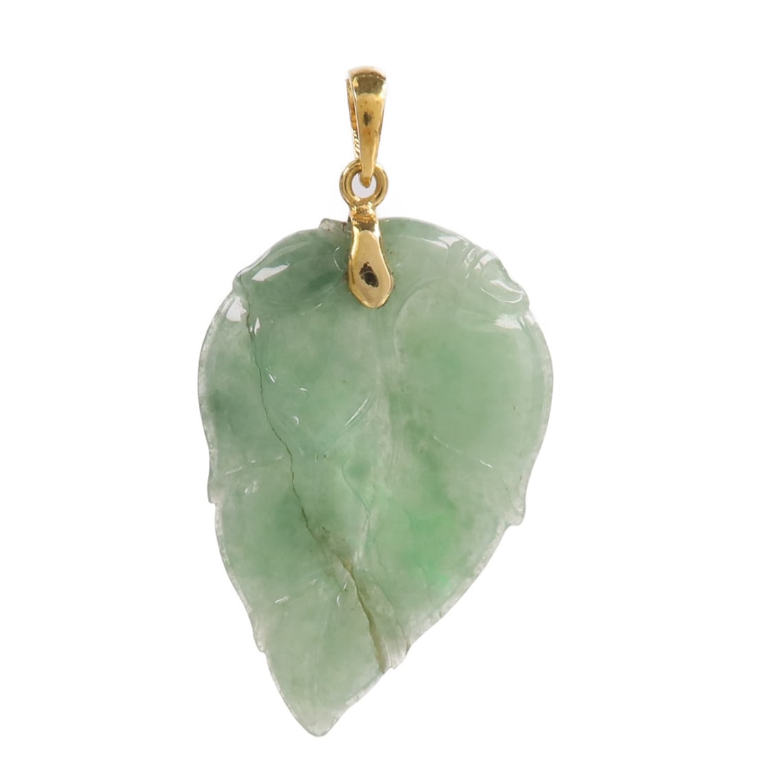 18K Yellow Gold Jade Pendant Green 35mm x 22mm: 18K Yellow Gold Jade Pendant Green 35mm x 22mm A jade pendant top in 18K yellow gold with a green jade element. The piece is described as having reasonable wear and tear and comes with no accessories.