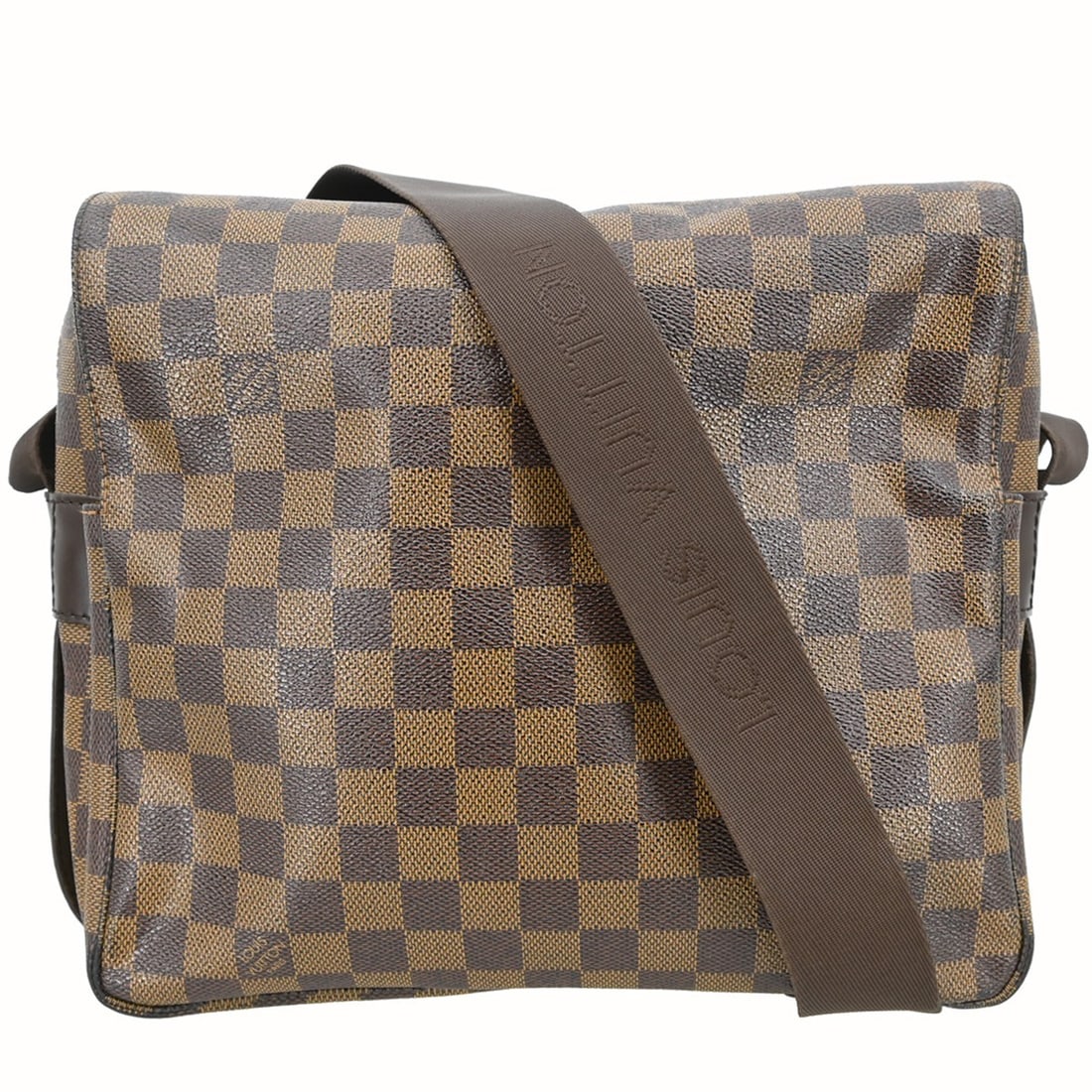 Louis Vuitton Naviglio Damier Canvas Shoulder Bag N45255 Brown: Louis Vuitton Naviglio Damier Canvas Shoulder Bag N45255 Brown Vintage Louis Vuitton Naviglio shoulder bag in Damier Ebene canvas with leather trim and a flap magnetic closure. This medium bag feature