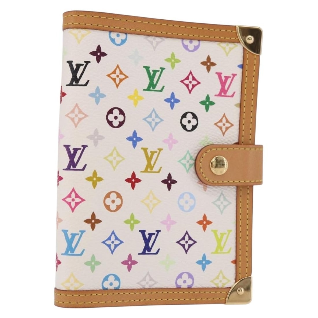 Louis Vuitton R21074 Monogram Multicolor PM Agenda Cover White: Louis Vuitton R21074 Monogram Multicolor PM Agenda Cover White Louis Vuitton Monogram Multicolor Agenda PM planner cover in white Monogram Multicolor canvas. It is a day planner cover made in Spain an