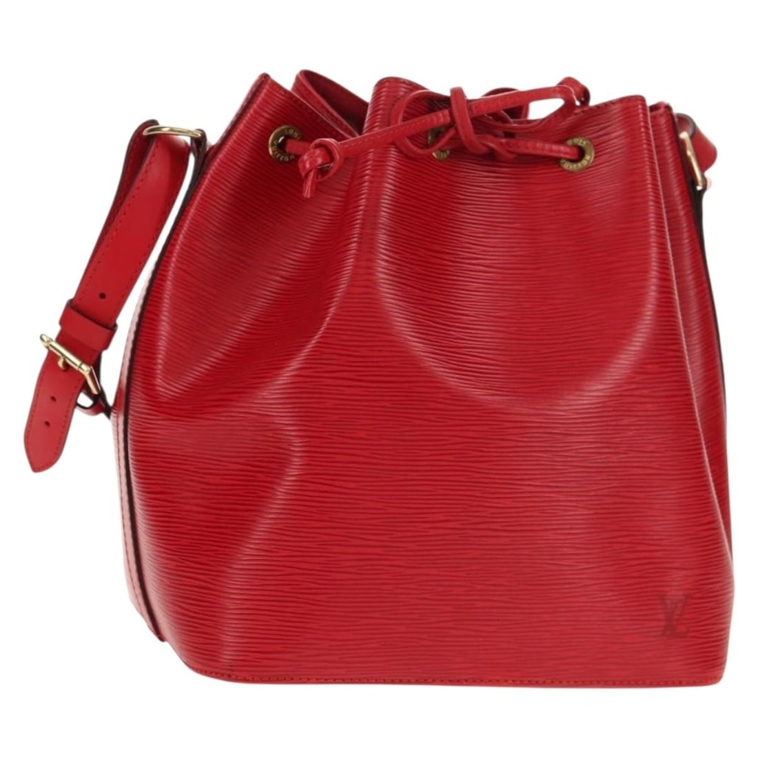Louis Vuitton M44107 Petit Noe Red Epi Leather Shoulder Bag: Louis Vuitton M44107 Petit Noe Red Epi Leather Shoulder Bag Louis Vuitton Petit Noe shoulder bag in red Epi leather, made in France. This women's bag features a shoulder strap with an approximate drop