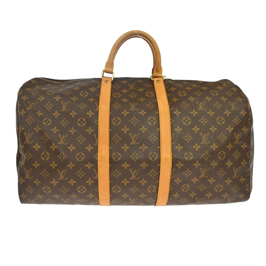 Louis Vuitton Keepall Unisex Brown Canvas Travel Bag: Louis Vuitton Keepall Unisex Brown Canvas Travel Bag Louis Vuitton Keepall Monogram travel bag in brown canvas. This unisex model measures 55 cm x 30 cm x 25 cm and was made in France. Condition is go