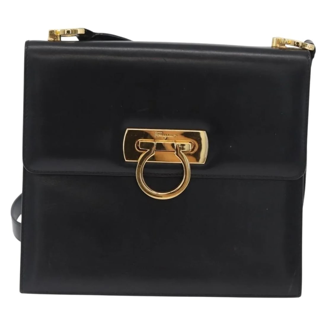 Salvatore Ferragamo Gancini Flap black leather shoulder bag (1 of 18)