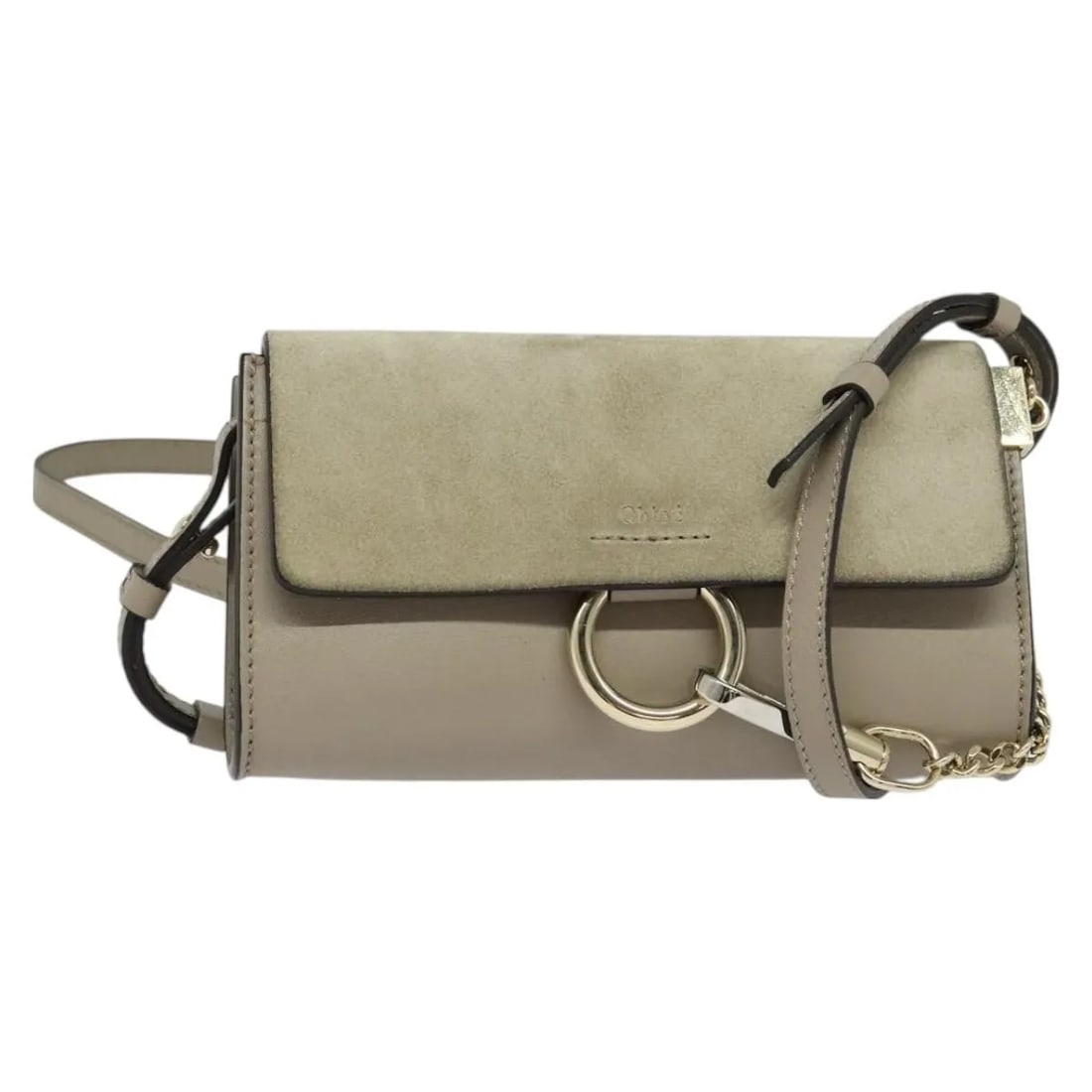 Chloe Faye Beige Leather Suede Shoulder Bag: Chloe Faye Beige Leather Suede Shoulder Bag This Chloe Faye Shoulder Bag is crafted from beige leather and suede, offering a sophisticated and versatile accessory. Designed for women, it features a st