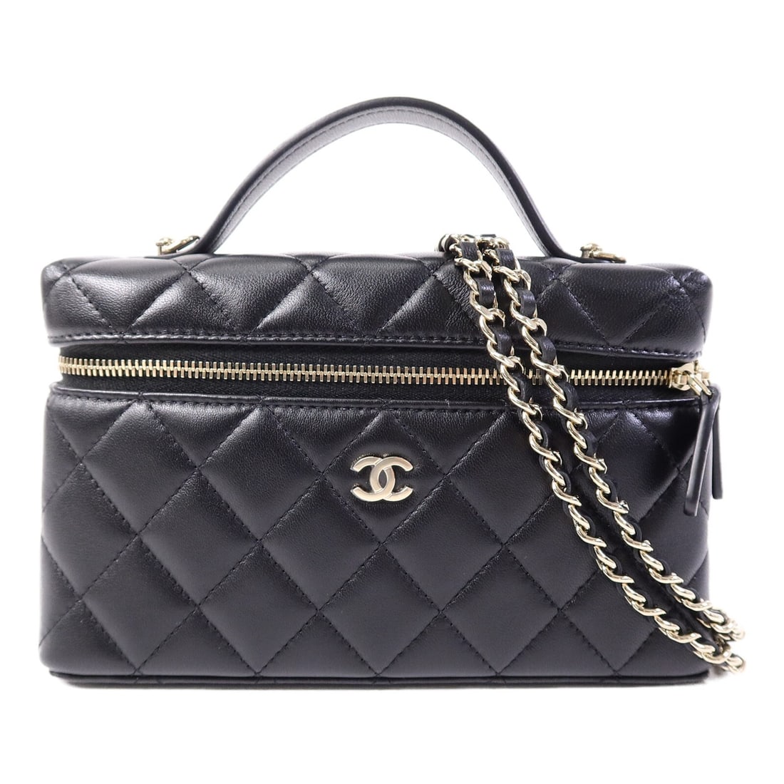 CHANEL CC Lambskin 2way Shoulder Bag Black GHW: CHANEL CC Lambskin 2way Shoulder Bag Black GHW A black CHANEL 2-way shoulder bag crafted from lambskin (sheep leather), featuring CC hardware in gold tone. The bag includes a shoulder strap and comes 