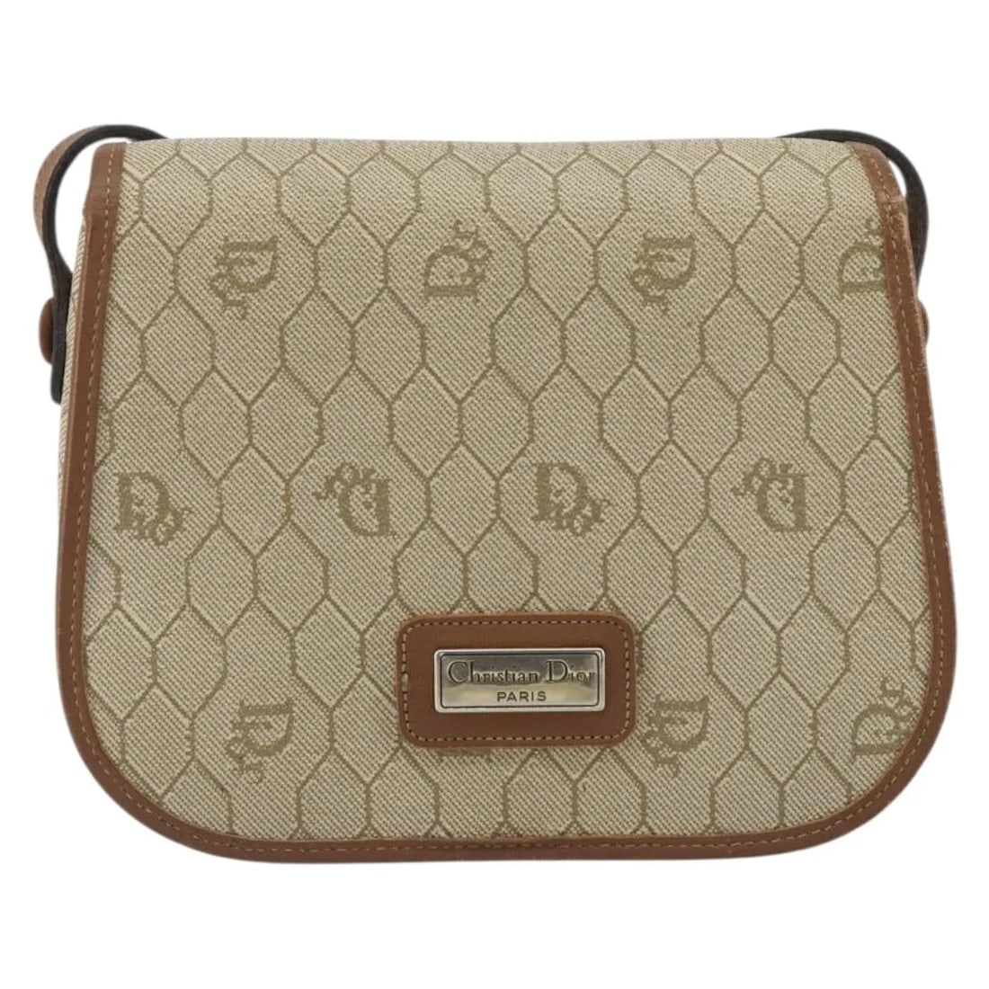 Christian Dior Vintage Honeycomb Flap Shoulder Bag Beige Coated Canvas: Christian Dior Vintage Honeycomb Flap Shoulder Bag Beige Coated Canvas This Christian Dior Vintage Honeycomb Flap Crossbody Bag features a beige coated canvas construction with a flap closure and shou