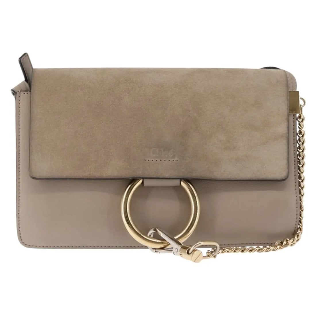 Chloe Faye beige suede and leather shoulder bag: Chloe Faye beige suede and leather shoulder bag This pre-owned Chloe Faye shoulder bag for women features a beige suede exterior combined with leather details. It measures 24cm x 14cm x 3cm and was ma