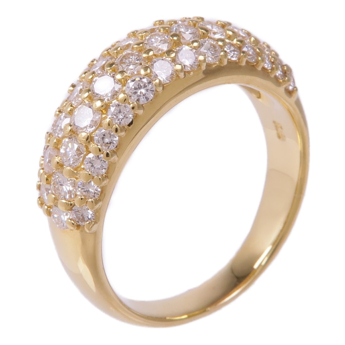 18K Yellow Gold Diamond Ring JEWELRY Brand Size 7.25: 18K Yellow Gold Diamond Ring JEWELRY Brand Size 7.25 A women's ring in 18K yellow gold with diamond accents. The piece is sized US 7.25 and has a ring width of 3-6 mm (1.2"). It weighs 6.9 g and is in
