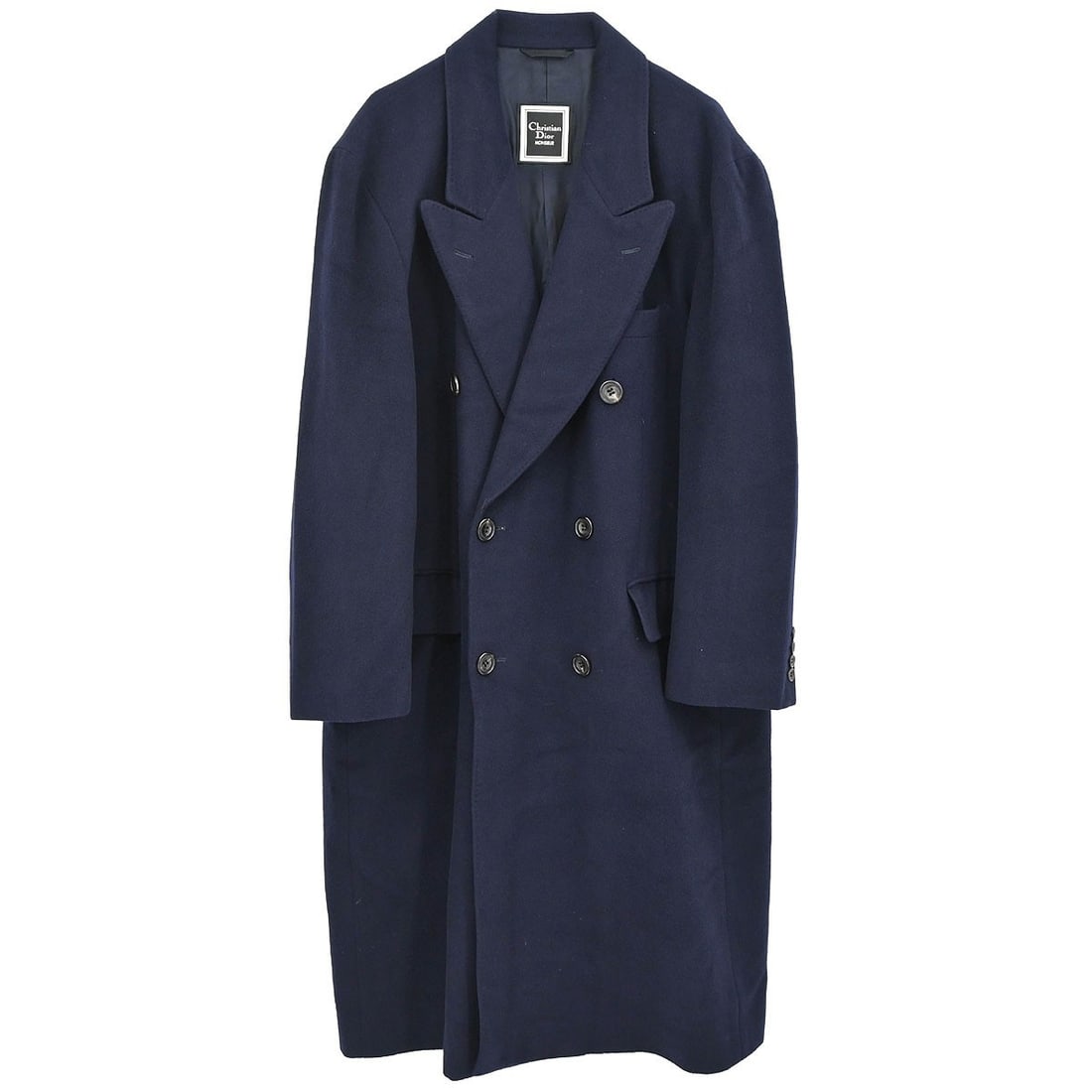 Christian Dior Womens Navy Cashmere Long Overcoat Size S: Christian Dior Womens Navy Cashmere Long Overcoat Size S Christian Dior women's long overcoat in navy cashmere with a button closure and long sleeves. This regular size S coat is made in Italy and fea