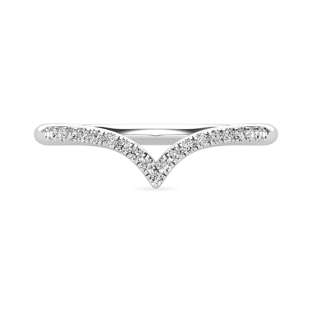 Diamond 1/6 Ct.Tw. Chevron Ring in 14K White Gold: Diamond 1/6 Ct.Tw. Chevron Ring in 14K White Gold 14k White Gold Stone Color: G-h Stone Clarity: I1 Each ring is presented in standard size 6.5. Complimentary resizing is available between sizes 510 (