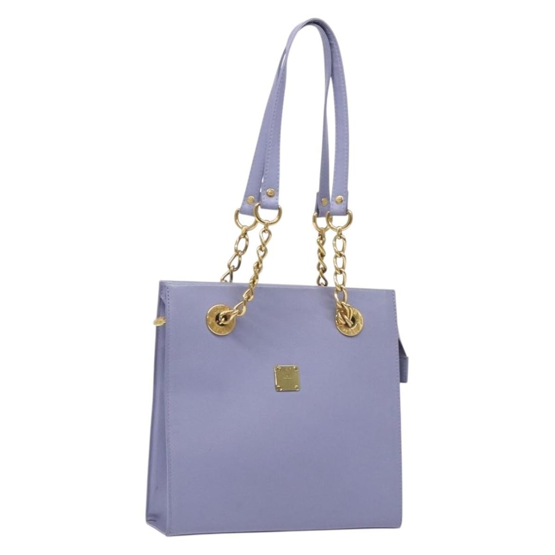 MCM Lavende Leather Shoulder Bag Gold Tone Chain Strap: MCM Lavende Leather Shoulder Bag Gold Tone Chain Strap This MCM chain shoulder bag is crafted from leather in a lavender and gold color combination. It features a shoulder bag style and was made in Ge
