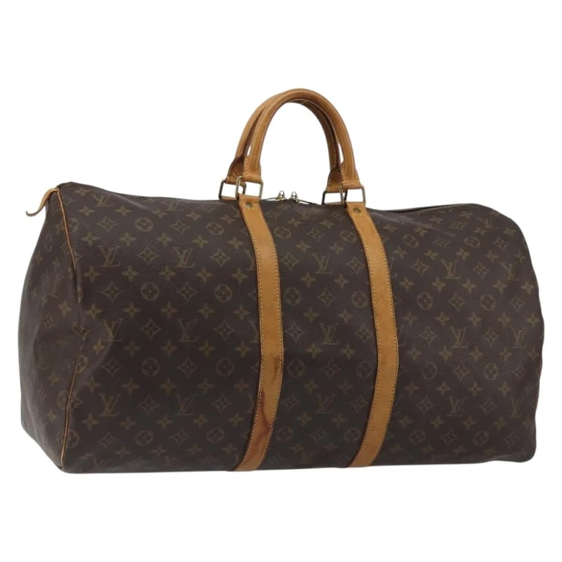 Louis Vuitton Keepall Brown Monogram Canvas Travel Bag: Louis Vuitton Keepall Brown Monogram Canvas Travel Bag Louis Vuitton Keepall in brown monogram canvas with leather trim and unisex styling. Made in France, this travel bag is presented in fair conditi
