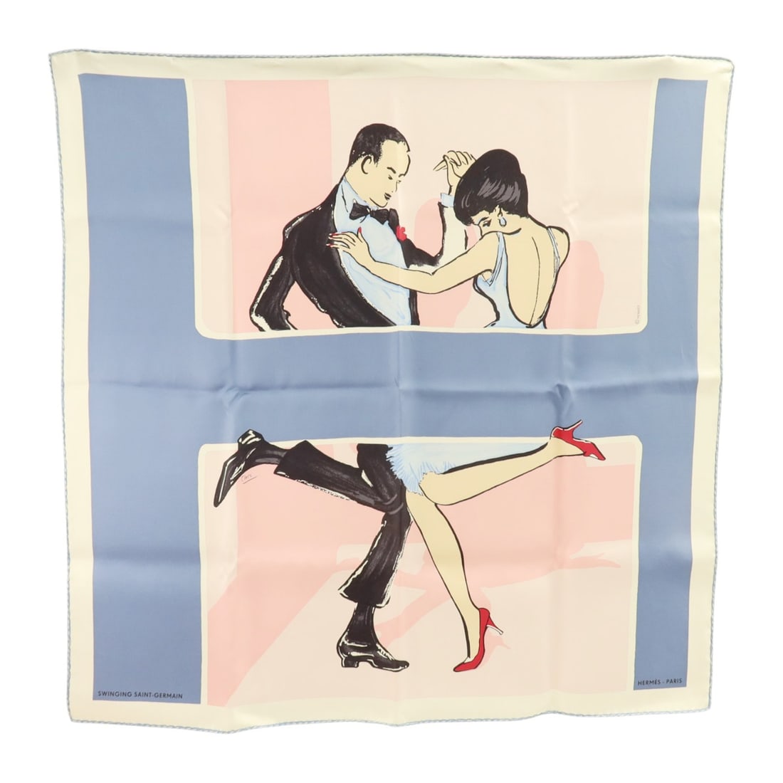 Hermes Silk Scarf 65x65cm Pink Blue White Multicolor: Hermes Silk Scarf 65x65cm Pink Blue White Multicolor A Hermes silk scarf in a pink, blue, white, and multicolor design. It measures 65 cm x 65 cm and is intended for women. The scarf is made in France