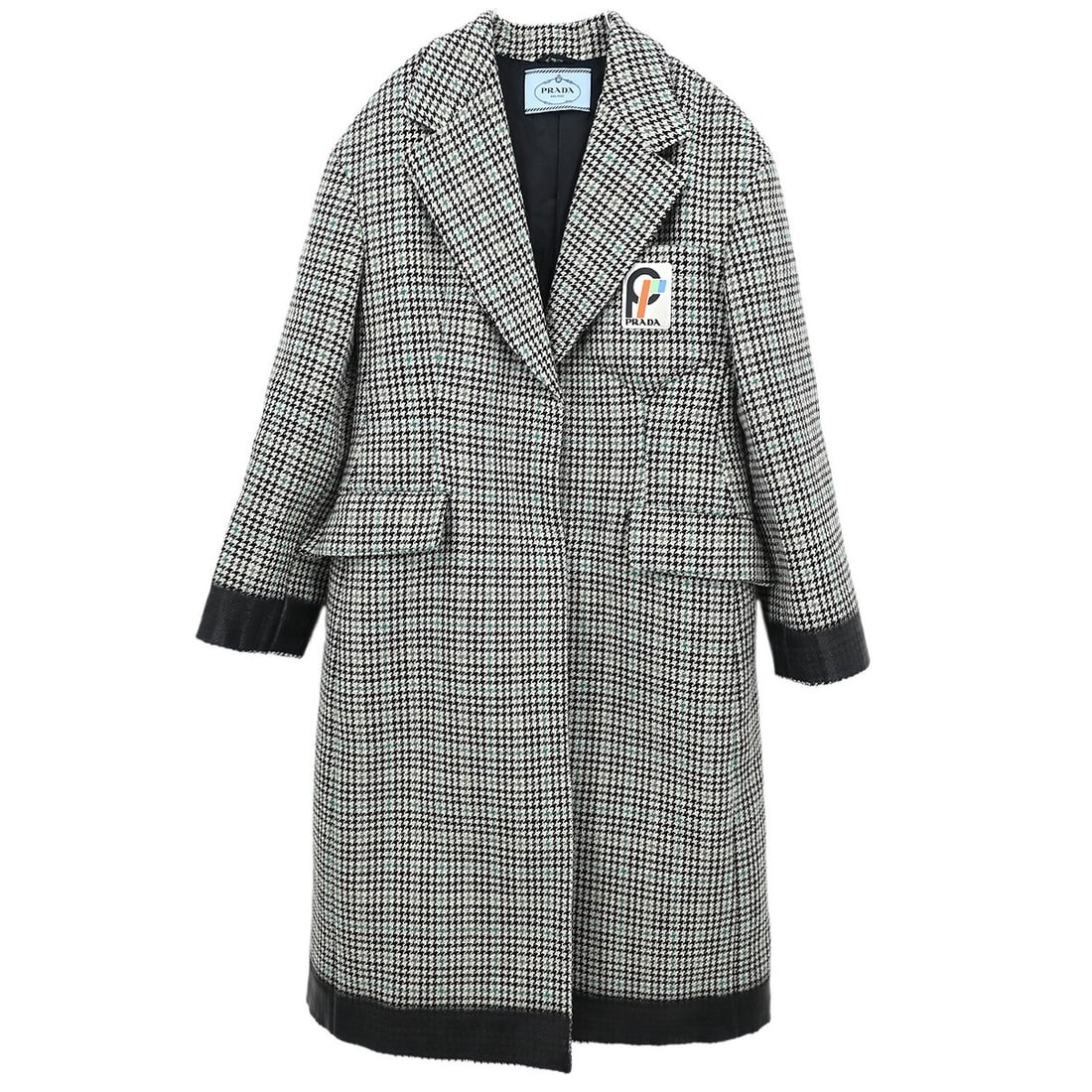 Womens Prada long black wool blend overcoat size 44: Womens Prada long black wool blend overcoat size 44 Vintage Prada women's long overcoat in black with a button-front closure and long sleeves. This casual style coat features three exterior pockets an