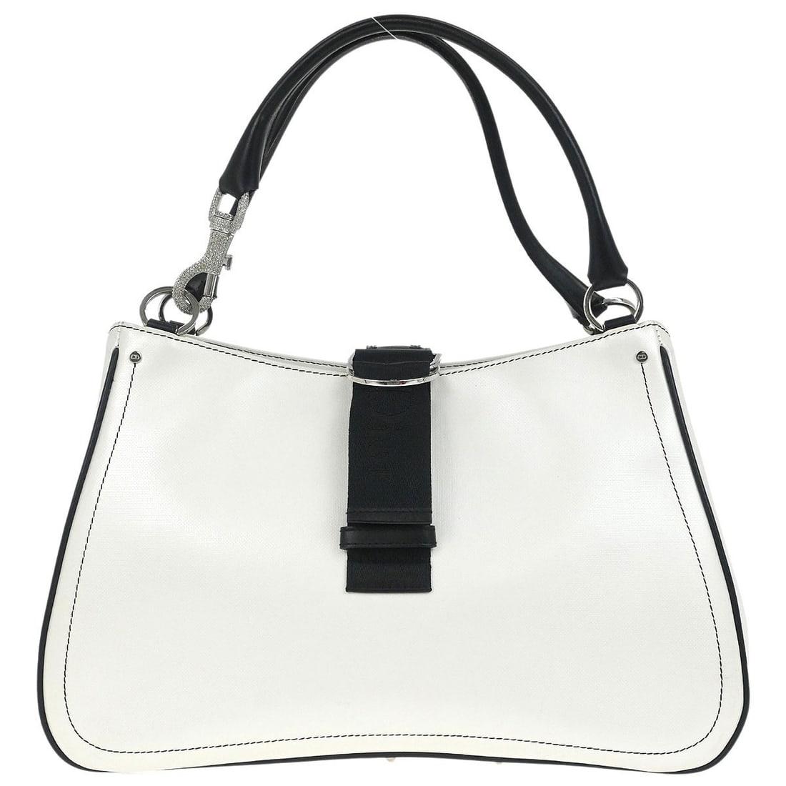 Dior Hardcore Medium Top Handle Bag White Leather Italy: Dior Hardcore Medium Top Handle Bag White Leather Italy Christian Dior Hardcore top handle handbag in white leather with a magnetic closure. This medium bag is made in Italy and includes the care manu