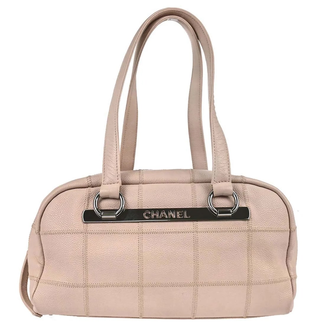 Chanel Square Stitch Bowler Pink Leather Handbag (1 of 16)
