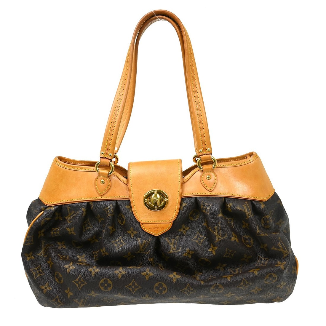 Louis Vuitton Boetie MM Shoulder Bag Brown Monogram Canvas: Louis Vuitton Boetie MM Shoulder Bag Brown Monogram Canvas Authentic Louis Vuitton Boetie MM shoulder bag in brown Monogram canvas with leather strap and trim. This vintage women's bag features a zip 