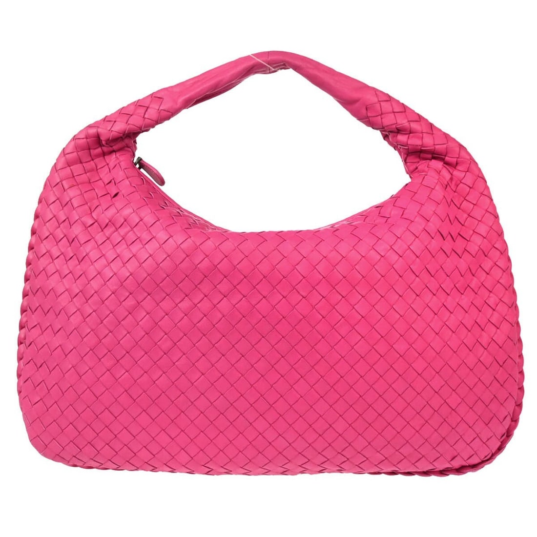 Bottega Veneta Intrecciato Large Pink Leather Hobo Bag Mirror: Bottega Veneta Intrecciato Large Pink Leather Hobo Bag Mirror Pink Bottega Veneta Intrecciato hobo handbag in leather with a zip closure and top handle. The bag features a brown lining, inner pockets,