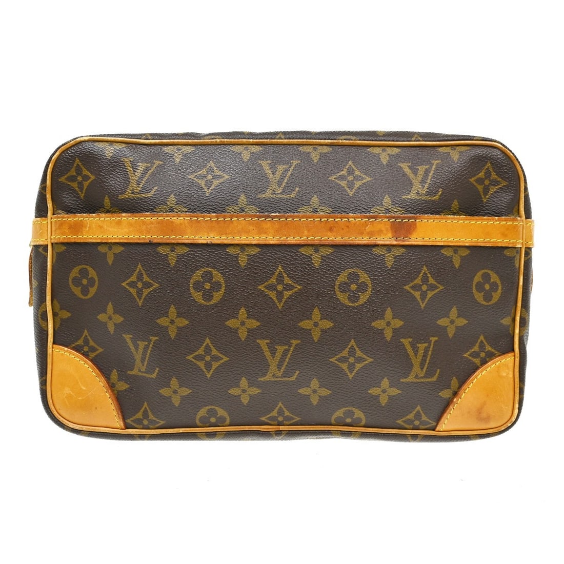 Louis Vuitton Compiegne 28 Monogram Clutch Bag M51845: Louis Vuitton Compiegne 28 Monogram Clutch Bag M51845 Vintage Louis Vuitton Compiegne 28 clutch handbag in brown Monogram canvas with leather trim and a zip closure. Made in France, this women's clutc